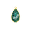 Emerald approximately 13x25mm Faceted Teardrop Drop with a Gold Vermeil Bezel - 1 piece