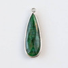 Emerald approximately 12x35mm Faceted Long Teardrop Drop with Silver Plated Brass Bezel