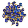 Cherry Tree Beads Lapis approximately 8x14mm Faceted Tiny Teardrop Drop with a Gold Plated Brass Bezel - 1 per bag 