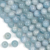 Large Hole Aquamarine 10mm Round Beads with a 2.5mm Drilled Hole - approx. 8 inch strand