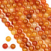 Large Hole Multicolor Carnelian 8mm Round Beads with a 2.5mm Drilled Hole - approx. 8 inch strand