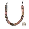 Large Hole Rhodonite with Matrix 10x14mm Barrel Beads with 2.5mm Drilled Hole - approx. 8 inch strand