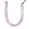 Strung rose quartz barrel beads measuring 10x14mm, showcasing natural gemstone beads with large 2.5mm holes from Cherry Tree Beads.