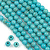 Large Hole Turquoise Howlite 8mm Round with 2.5mm Drilled Hole - approx. 8 inch strand