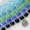 Cherry Tree Beads Large Hole Handmade Lampwork Glass 14mm Matte Coin Beads with 2mm Hole - approx. 8 inch strand 