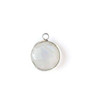 Moonstone 13x16mm Coin Drop with Silver Plated Brass Bezel