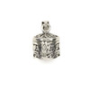 Silver 14x24mm Cylindrical Hat Box Prayer Box with Hearts - 1 per bag