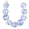 Handmade Lampwork Glass 20mm Blue and White Swirled Coin Beads