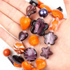 Cherry Tree Beads Mixed Handmade Lampwork Glass Strand - Orange and Purple Mix 
