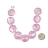 Handmade Lampwork Glass 20mm Pink Coin Beads with a Silver Foil Center
