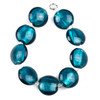 Cherry Tree Beads Handmade Lampwork Glass 20mm Teal Coin with a Silver Foil Center- 8 inch strand 