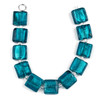 Cherry Tree Beads Handmade Lampwork Glass 15mm Teal Square Beads with a Silver Foil Center 
