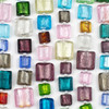 Cherry Tree Beads Handmade Lampwork Glass 12mm, 15mm, and 20mm Multicolored Squares with Silver Foil Centers Mix- 8 inch strand 