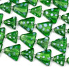 Cherry Tree Beads Handmade Lampwork Glass Christmas Strand approx. 15x18mm and 21x24mm Green Triangle/Christmas Trees with Snow 