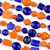 Cherry Tree Beads Mixed Handmade Lampwork Glass Strand - Orange and Cobalt Mix 