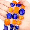 Cherry Tree Beads Mixed Handmade Lampwork Glass Strand - Orange and Cobalt Mix 
