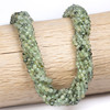 Cherry Tree Beads Prehnite 3mm Faceted Round Beads on a 15-inch strand. These natural gemstone beads feature a soft green color and faceted finish that adds subtle sparkle, making them ideal for bracelets, necklaces, earrings, and other jewelry-making projects.