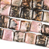 Cherry Tree Beads Rhodonite with Matrix 10mm Square Beads - approx. 8 inch strand, Set A 