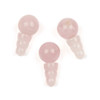 Three assembled rose quartz guru bead sets featuring 10mm tops and 7x10mm towers, crafted from natural gemstone beads by Cherry Tree Beads.