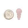 Matte rose quartz 10mm guru bead with tower shown next to a dime for size reference, crafted from natural gemstone beads by Cherry Tree Beads.