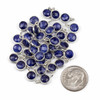 Cherry Tree Beads Sapphire 7x10mm Faceted Tiny Coin Drop with Sterling Silver Bezel and Loop - 1 per bag 