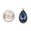 Cherry Tree Beads Sapphire approximately 13x25mm Faceted Teardrop Drop with a Gold Vermeil Bezel - 1 piece 