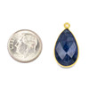 Sapphire approximately 13x25mm Faceted Teardrop Drop with a Gold Vermeil Bezel - 1 piece