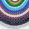 Strands of round matte glass beads in a rainbow of sea glass-inspired colors on  15-inch strands.