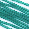 Matte Glass, Sea Glass Style 4mm Peacock Green Round Beads - approx. 8 inch strand