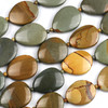 Wild Horse Picture Jasper 23x28-30x35mm Slabs alternating with 4mm Rounds - approx. 8 inch strand