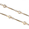 Cherry Tree Beads Raw Brass Chain with 2.5x3.5mm Small Oval Links alternating with 4.5x9mm Clear Crystal Coin Links and 1x12mm Twisted Bar Links - chain2522vb-2m - 2 meters 