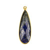 Lapis approximately 11x35mm Long Teardrop Drop with a Gold Plated Brass Bezel - 1 per bag