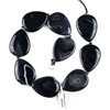 Black and White Banded Agate/Sardonyx 30x40mm Teardrop Beads - 15.5 inch knotted strand