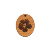 Handmade Wooden 26x30mm Hibiscus Flower Oval Focal - 1 per bag