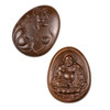 Carved Wood Focal Bead - 20x32mm Sandalwood Oval with Happy Buddha, 1 per bag