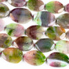 Dyed Agate 35x50mm Watermelon Pink and Green Faceted Slab Beads - 16 inch strand