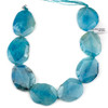 Dyed Agate 30x48mm Bright Blue Faceted Slab Beads - 16 inch strand