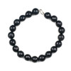 Dyed Jade 10mm Soft Black Faceted Round Beads - 8 inch strand