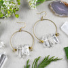 Clear Quartz Chips and Brass Hoop Earring Kit - #010