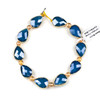 Crystal 13x18mm Opaque Navy Blue Faceted Teardrop Beads with Golden Foil Edges - 9 inch strand