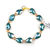 Crystal 13x18mm Opaque Blue Faceted Teardrop Beads with Golden Foil Edges - 9 inch strand