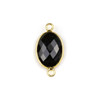 Cherry Tree Beads Onyx approximately 12x21mm Oval Link with a Brass Plated Base Metal Bezel - 1 per bag 