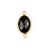Onyx approximately 12x21mm Oval Link with a Brass Plated Base Metal Bezel - 1 per bag