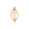 Rose Quartz approximately 12x21mm Oval Link with a Brass Plated Base Metal Bezel - 1 per bag