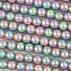Hematite 6mm Electroplated Pink Rainbow Round Beads - approx. 8 inch strand