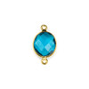 London Blue Quartz approximately 12x20mm Oval Link with a Gold Plated Brass Bezel - 1 per bag