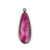 Cherry Tree Beads Ruby approximately 12x35mm Faceted Long Teardrop Drop with a Gun Metal Plated Brass Bezel - 1 per bag 