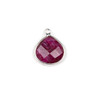 Ruby approximately 16x19mm Almond Teardrop Drop with a Silver Plated Brass Bezel - 1 per bag