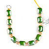 Crystal 10x14mm Opaque Green Faceted Rectangle Beads with Golden Foil Edges - 7 inch strand