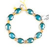 Crystal 12x16mm Opaque Blue Faceted Oval Beads with Golden Foil Edges - 8 inch strand